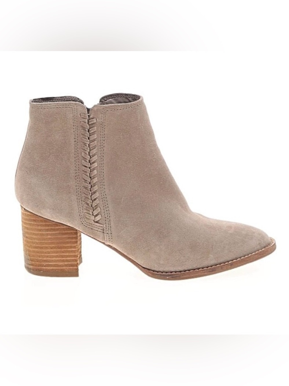 Blondo Nina Taupe Suede Ankle Booties with Block Heel